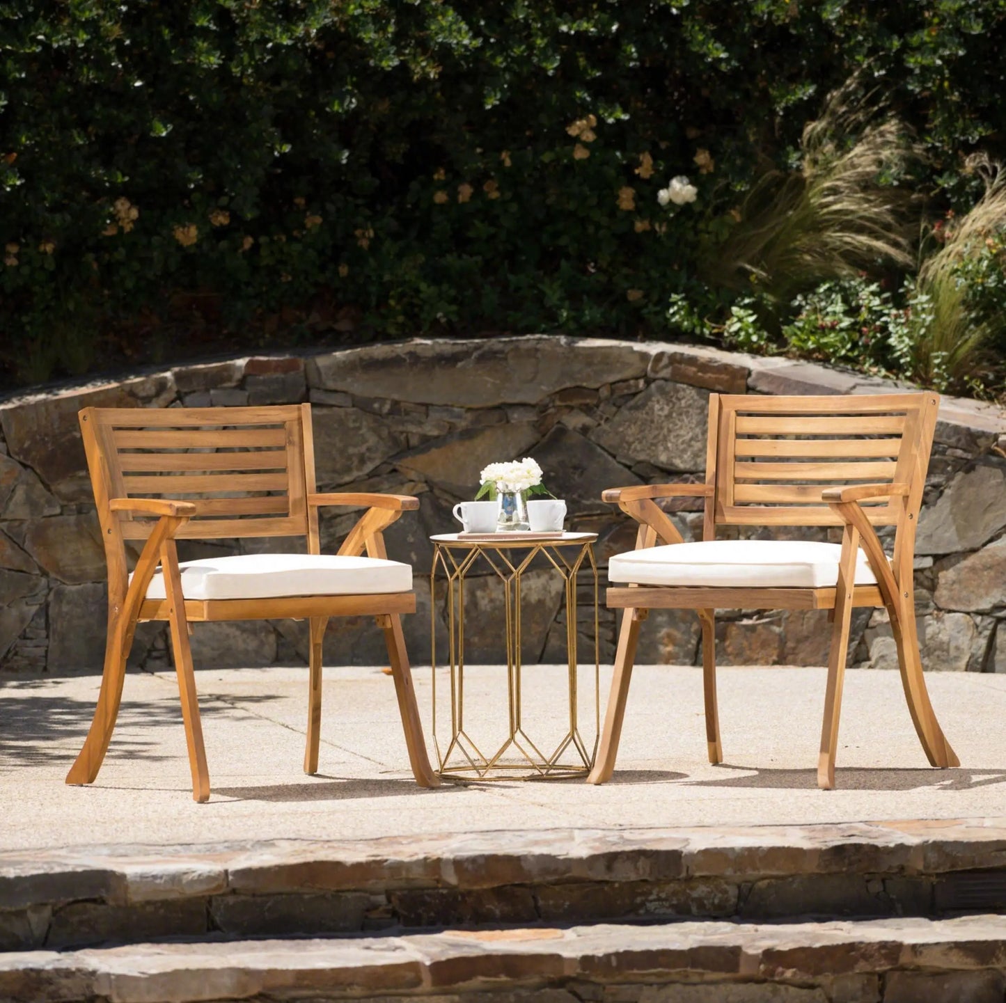 HERMOSA KD WOOD DINING CHAIR, Acacia Wood Chairs with Cushion Doba