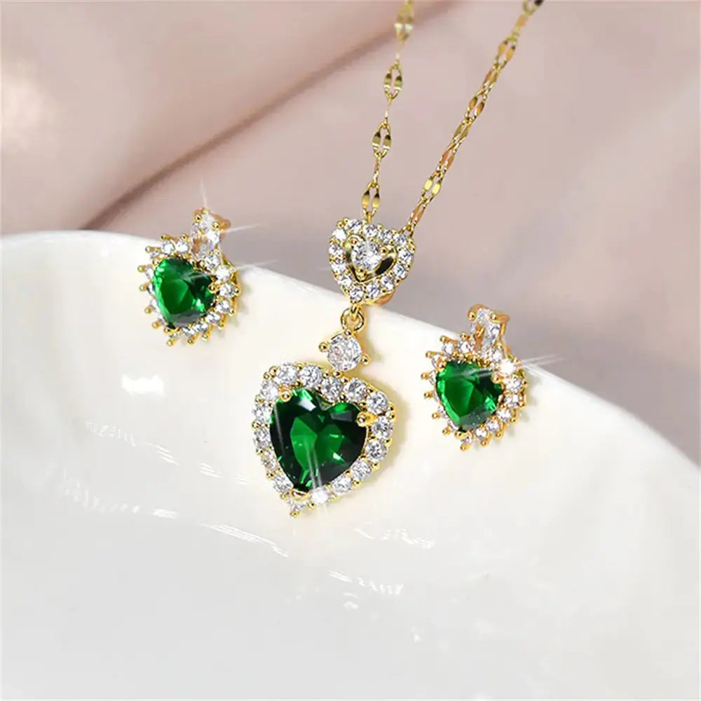 Heart Crystal Jewelry Set American Roasting Company