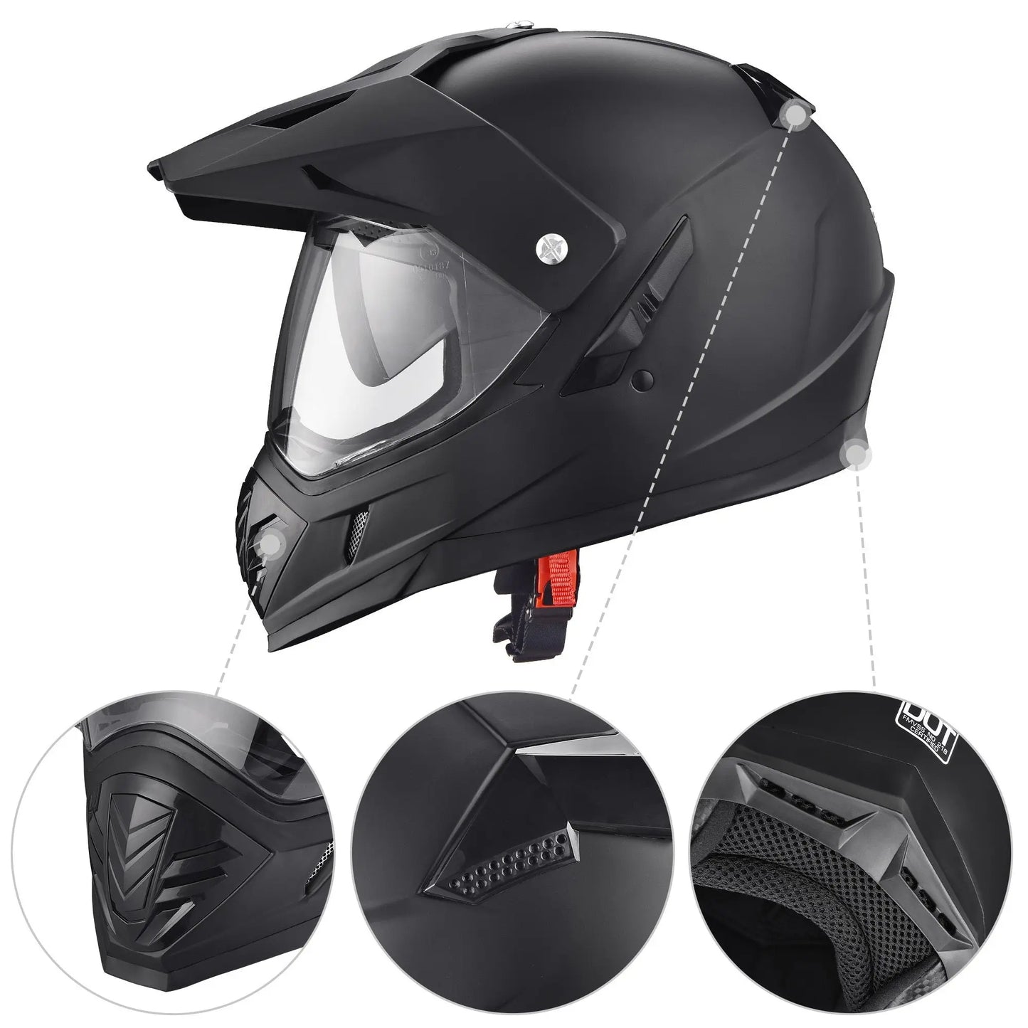 Helmet, Dual Sport Helmet, DOT Certified Helmet Doba