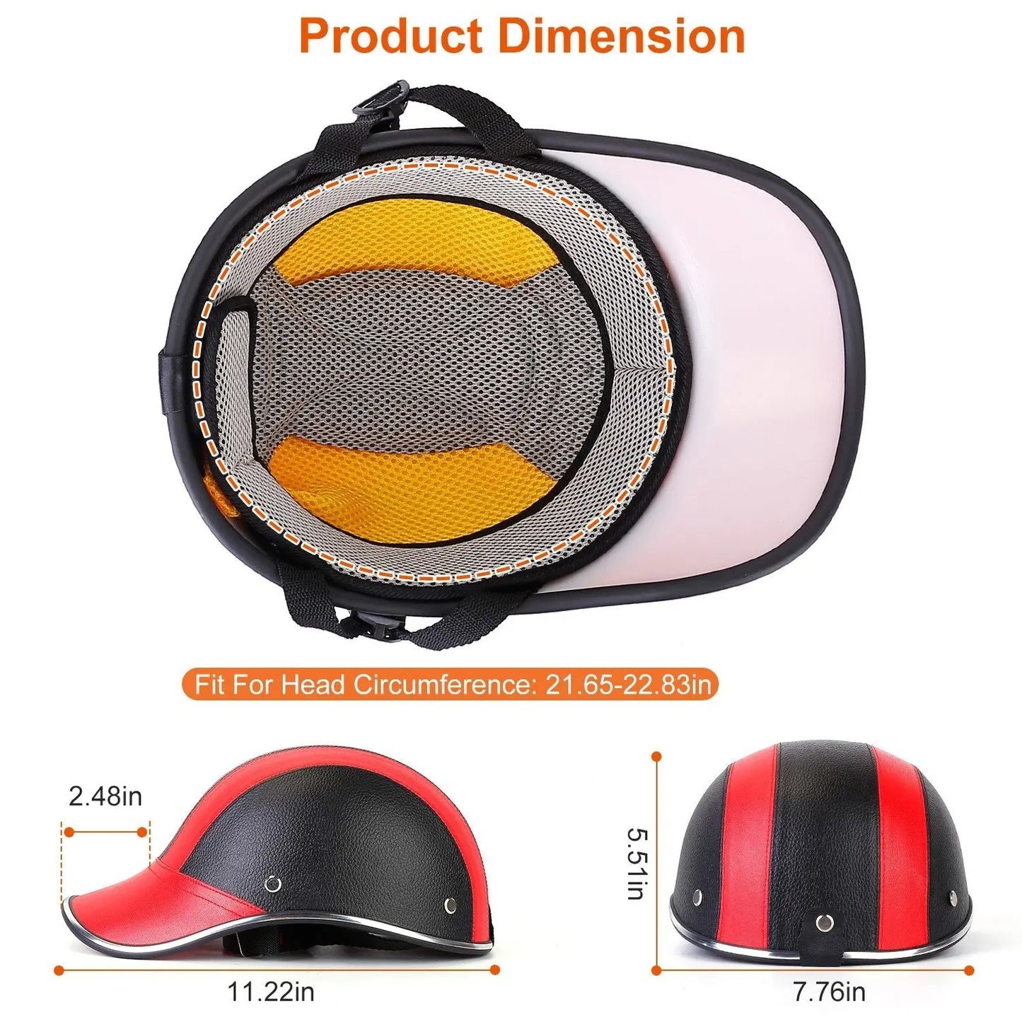 Helmet, Safety Bicycle Helmet Adjustable Windproof Bike Helmet Sunshade Baseball Cap Anti UV Cycling Motorcycle Hat Leather Helmet Doba