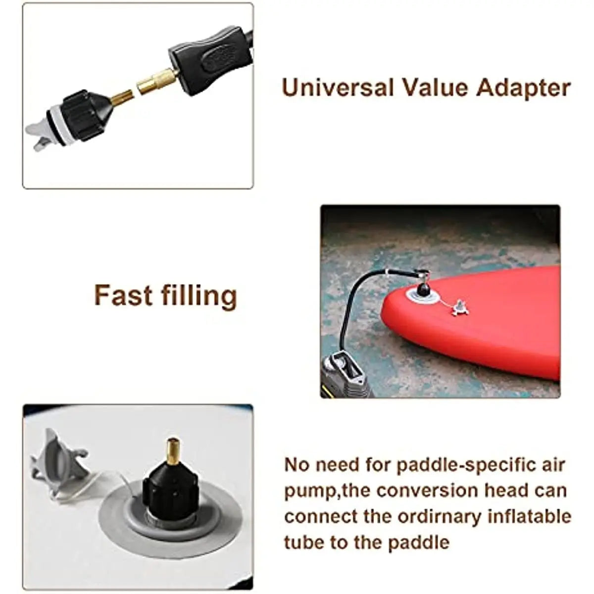 Inflatable Boat SUP Adapter; Air Pump Converter Air Valve Accessories Doba