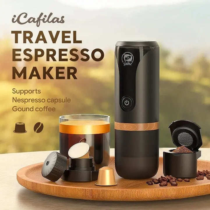 Italian car coffee machine capsule (Nestle) + coffee powder wireless charging range 52 cups 2400 mAh car coffee machine portable outdoor home travel Doba