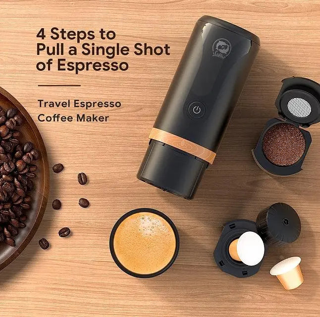 Italian car coffee machine capsule (Nestle) + coffee powder wireless charging range 52 cups 2400 mAh car coffee machine portable outdoor home travel Doba