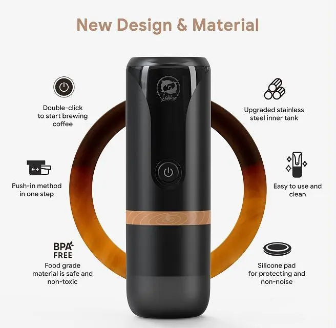 Italian car coffee machine capsule (Nestle) + coffee powder wireless charging range 52 cups 2400 mAh car coffee machine portable outdoor home travel Doba