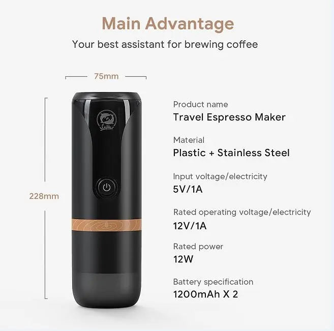 Italian car coffee machine capsule (Nestle) + coffee powder wireless charging range 52 cups 2400 mAh car coffee machine portable outdoor home travel Doba