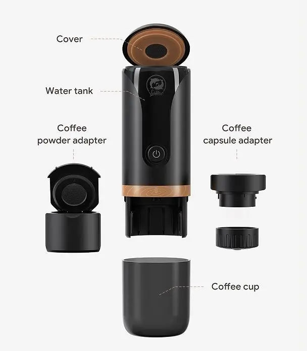 Italian car coffee machine capsule (Nestle) + coffee powder wireless charging range 52 cups 2400 mAh car coffee machine portable outdoor home travel Doba