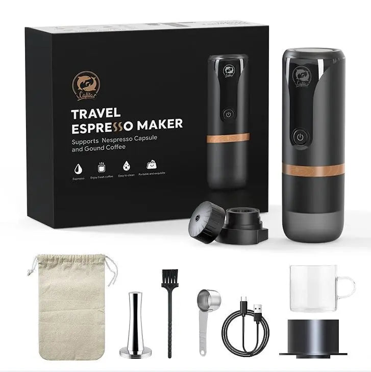 Italian car coffee machine capsule (Nestle) + coffee powder wireless charging range 52 cups 2400 mAh car coffee machine portable outdoor home travel Doba