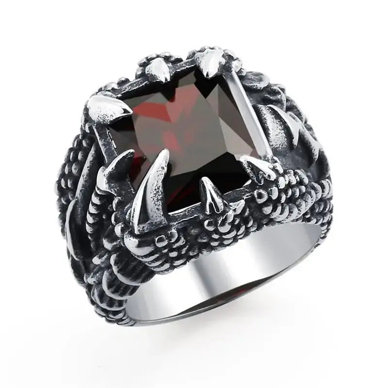 Jiayiqi Men's Hiphop Stainless Steel Stone Ring - Rock Fashion Jewelry American Roasting Company