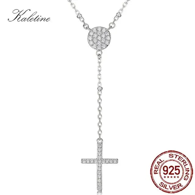 KALETINE 925 Sterling Silver Rosary Necklaces Trendy Gold Jewelry Cross Charms Turkey Evil Eye Necklace Women Accessories Men American Roasting Company