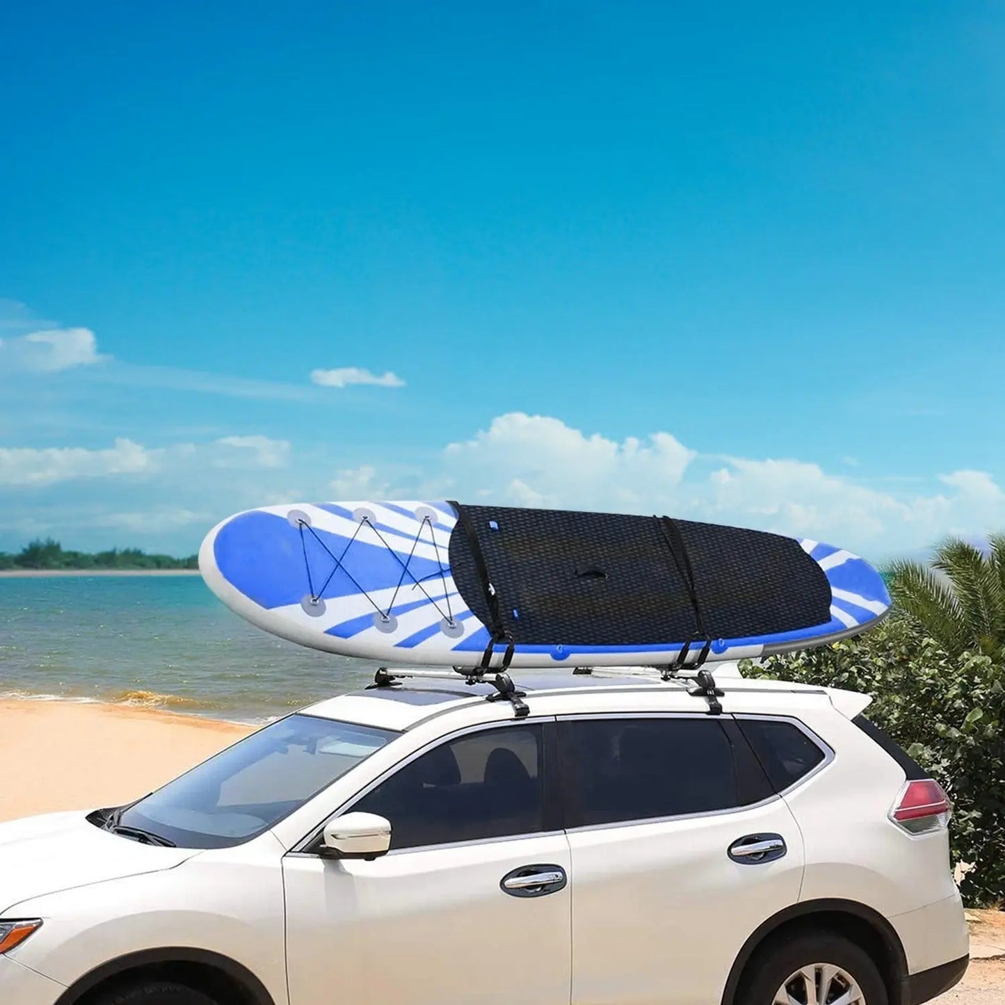 Kayak, Canoe, Paddle Board, Surf Board Rack, 1 Pair Universal J-Bar Kayak Carrier 220LBS Load Heavy Duty Canoe Car Top Mount Carrier Roof Rack with 2Pcs Tie Down Straps Doba