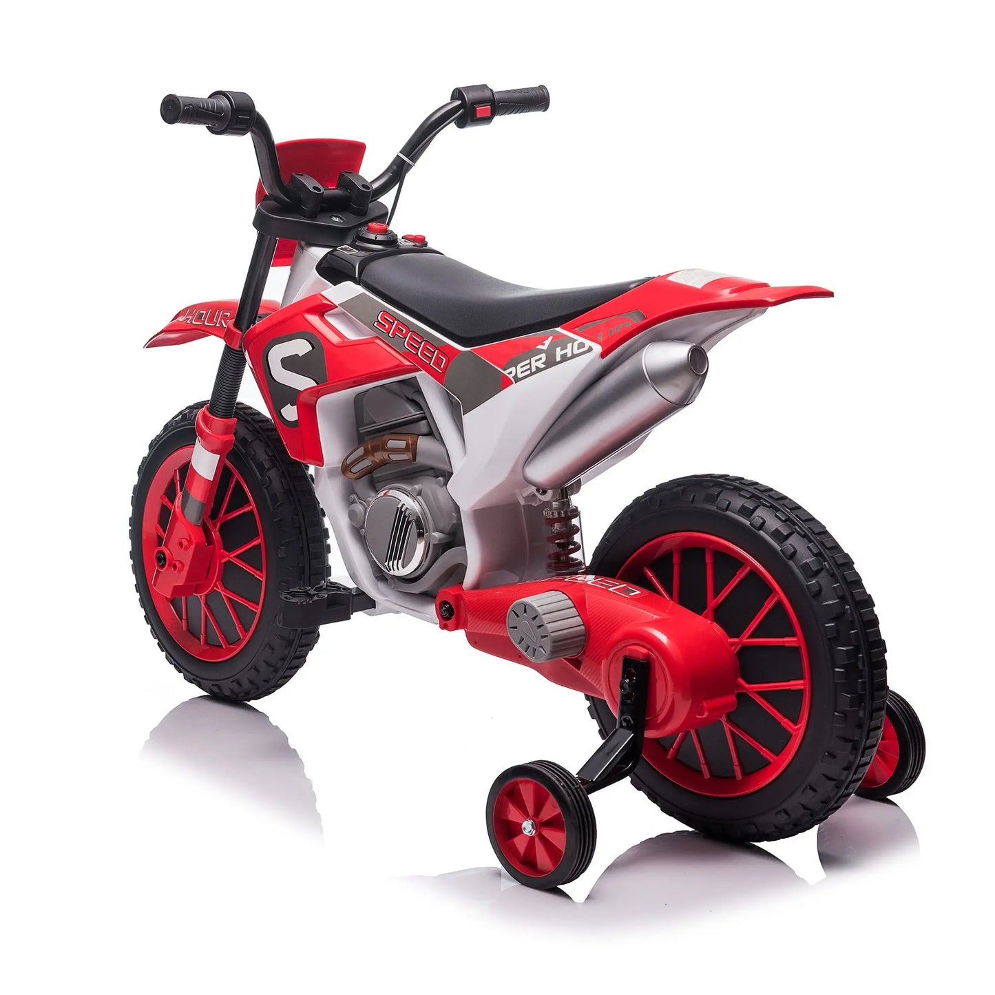 Kids, 12V Kids Ride on Toy Motorcycle, Electric Motor Toy Bike with Training Wheels for Kids 3-6, Red Doba