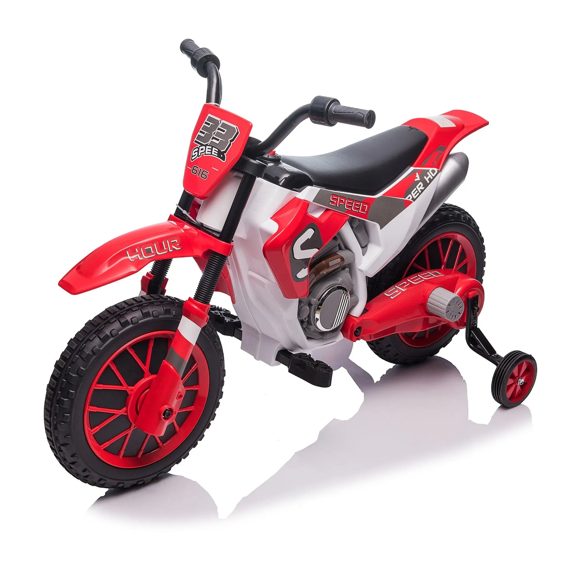 Kids, 12V Kids Ride on Toy Motorcycle, Electric Motor Toy Bike with Training Wheels for Kids 3-6, Red Doba