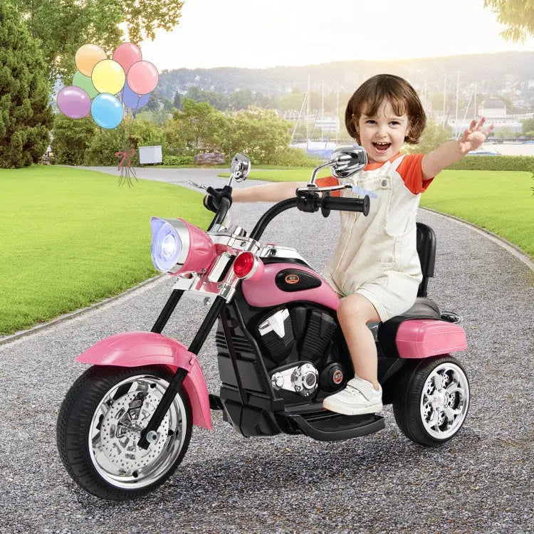 Kids, 6V Powered Toddler 3-Wheel Motorbike Ride On Toy with Horn and Headlight Doba