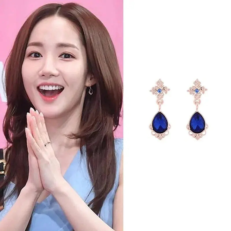 MENG JIQIAO 2019 Korean TV Star Crystal Tassel Drop Earrings for Women Party Jewelry American Roasting Company