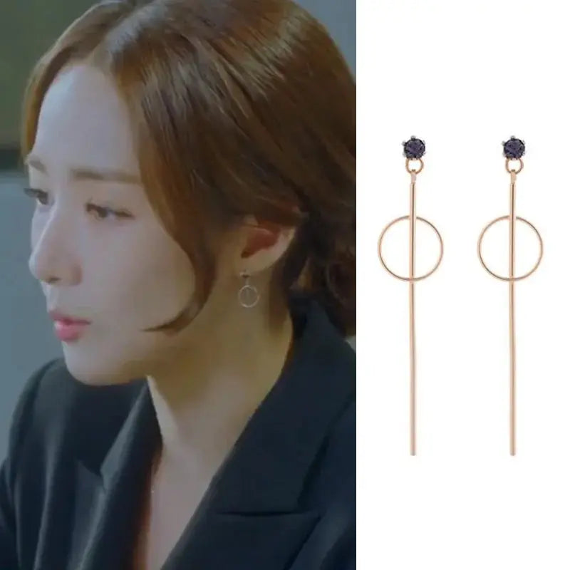 MENG JIQIAO 2019 Korean TV Star Crystal Tassel Drop Earrings for Women Party Jewelry American Roasting Company