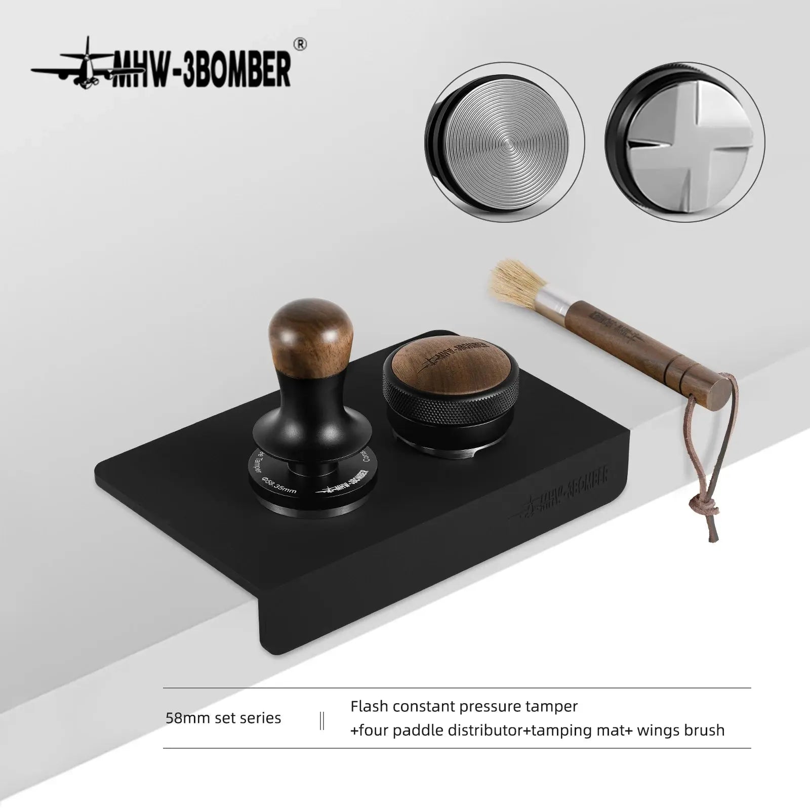 MHW-3BOMBER 30lb Constant Pressure Coffee Tamper 51mm 53mm 58mm Espresso Flat Tampers with Calibrated Spring Loaded Barista Tool American Roasting Company