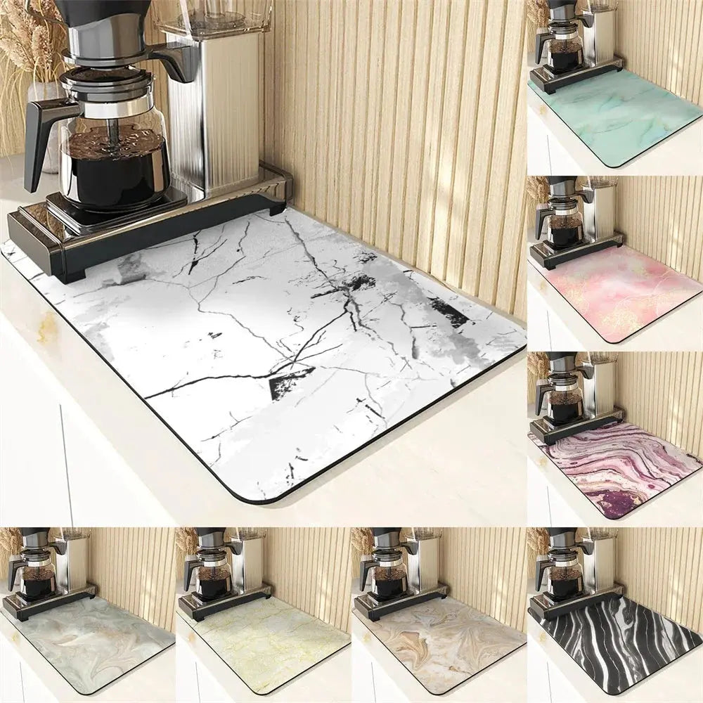 Marble Style Absorbent Drying Mat For Kitchen Table Dining Tables Mat Stripe Pattern Table Decor And Accessories Drink Coasters American Roasting Company