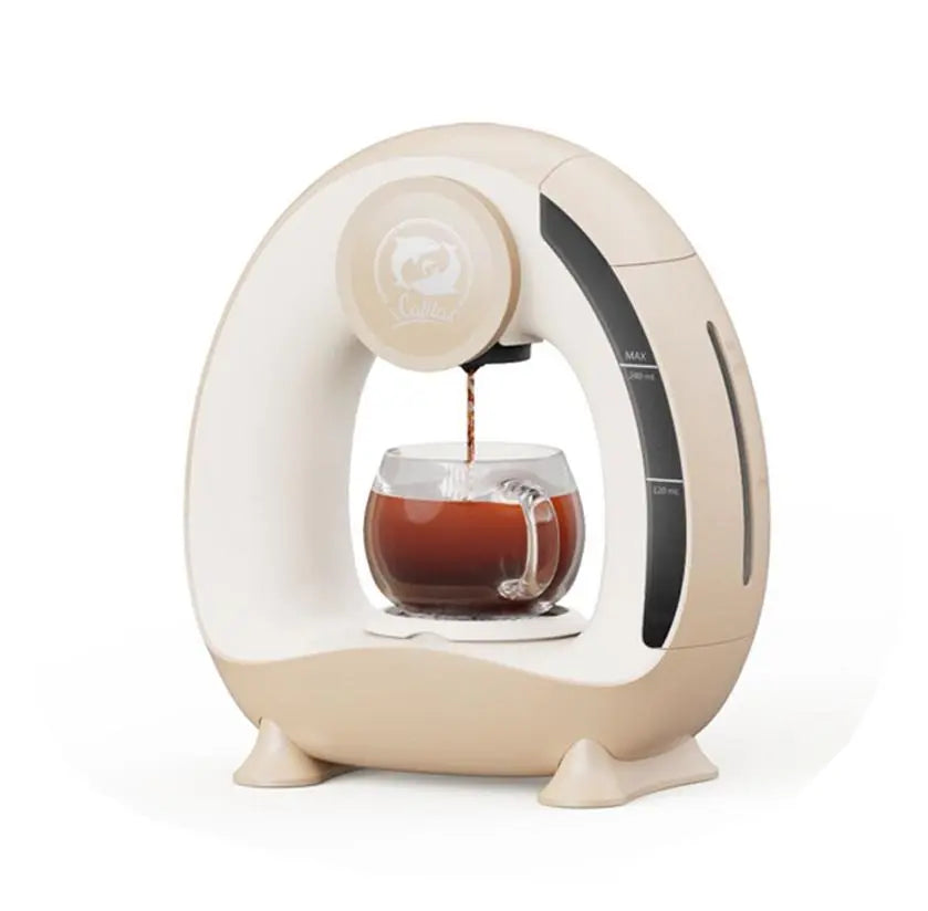 MiniQ Portable American mini coffee machine White 2in1 semi-automatic coffee machine 1400W drip coffee machine coffee powder 20g optional powder holder or optional K cup holder Doba