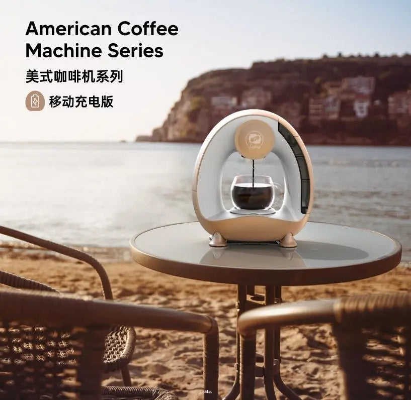 MiniQ Portable American mini coffee machine White 2in1 semi-automatic coffee machine 1400W drip coffee machine coffee powder 20g optional powder holder or optional K cup holder Doba