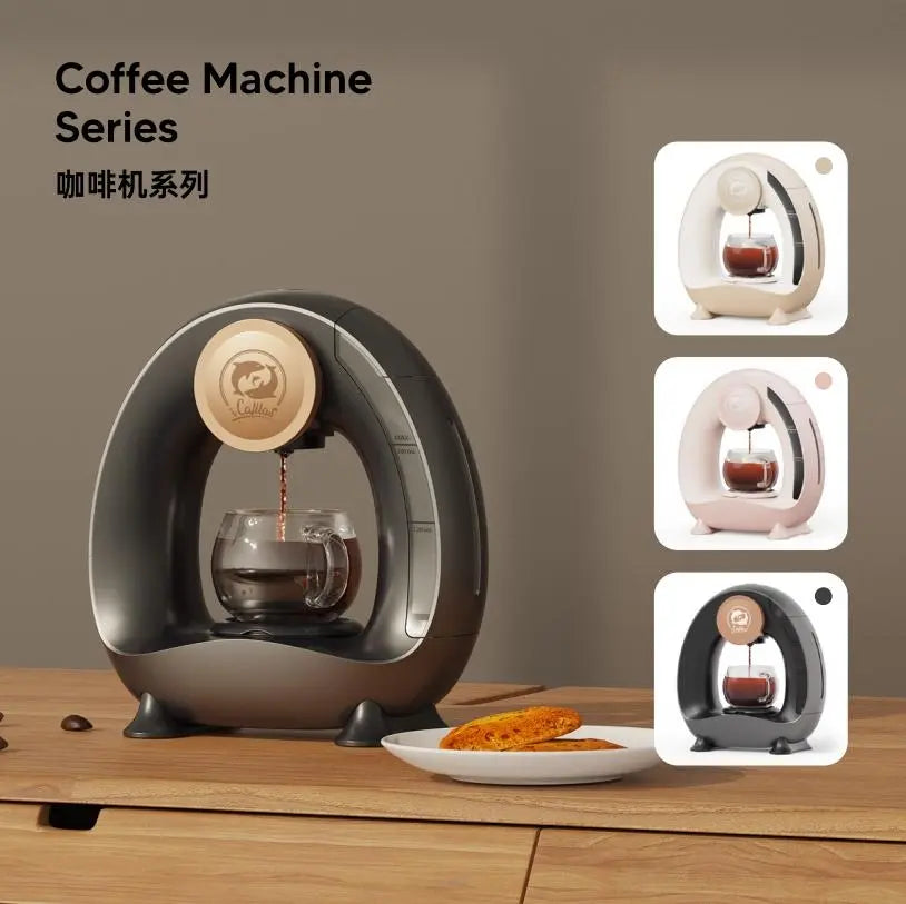 MiniQ Portable American mini coffee machine White 2in1 semi-automatic coffee machine 1400W drip coffee machine coffee powder 20g optional powder holder or optional K cup holder Doba