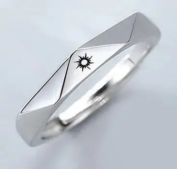 Minimalist Silver Sun Moon Adjustable Ring - Couple Engagement Jewelry American Roasting Company