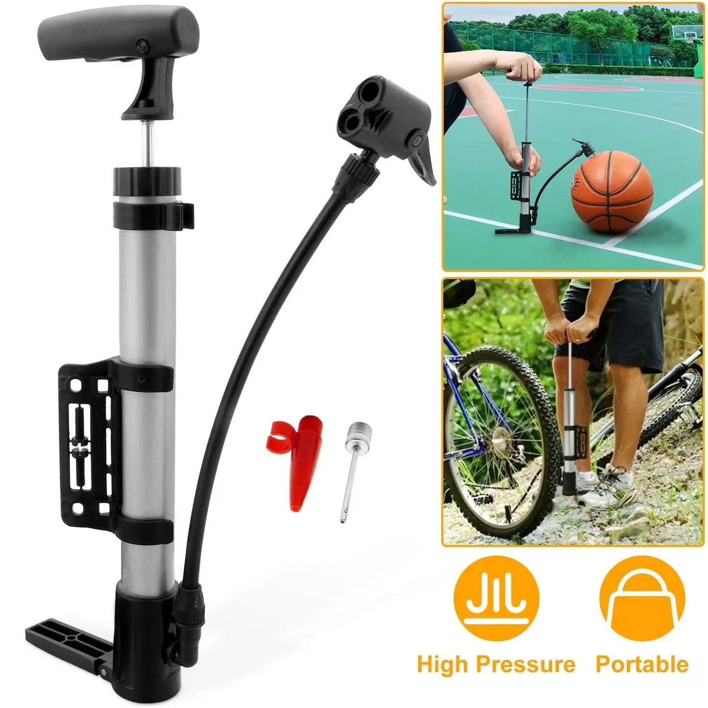 Mini Bike Pump Portable Bicycle Tire Inflator Ball Air Pump w/ Mount Frame For Mountain Road Bike Doba