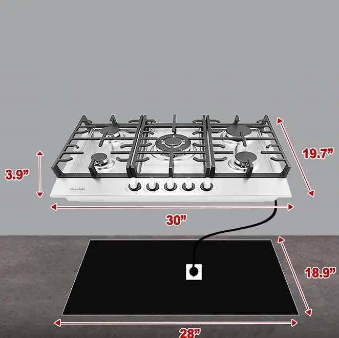 30in Built-in Gas Cooker Top 5 burner LPG / NG double fuel gas stove 24in gas gas stove combustion embedded stove gas kitchen stove, gas double-headed stove single gas stove Doba