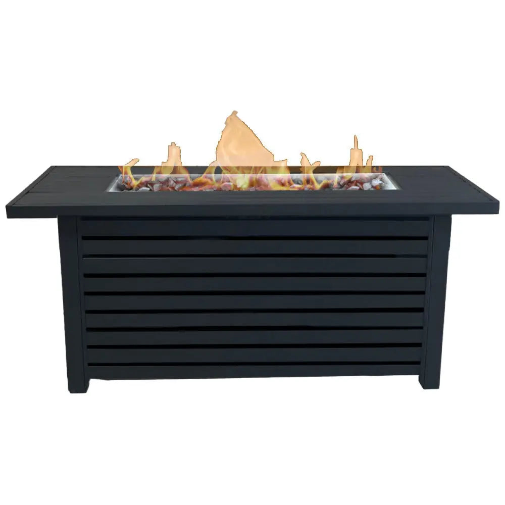 Gas Fireplace Table, Living Source International Steel Propane/Natural Gas Outdoor Fire Pit Table with Lid 50000 BTU Doba