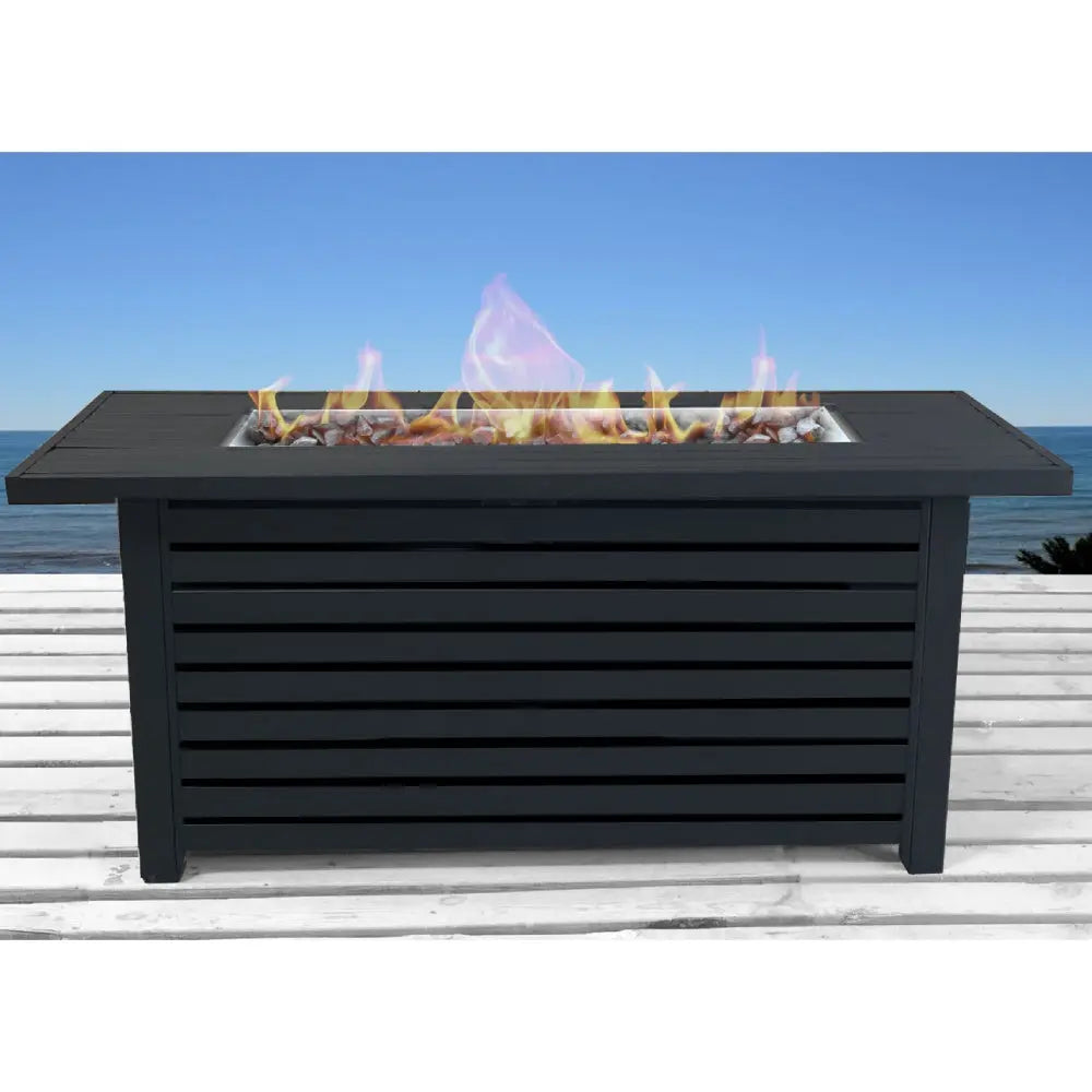 Gas Fireplace Table, Living Source International Steel Propane/Natural Gas Outdoor Fire Pit Table with Lid 50000 BTU Doba