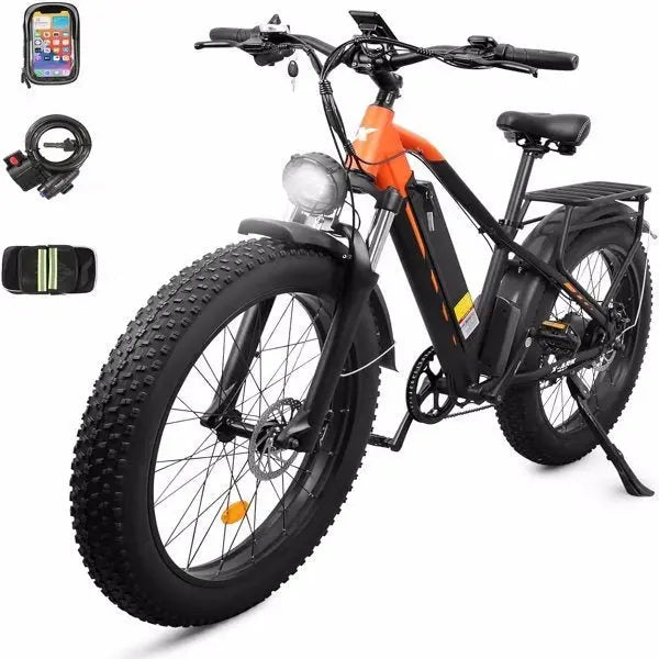 Adult, X-ARK Electric Bike 1000W Motor Fat Tire 26x4 Mountain Bike (Black/Orange) Doba