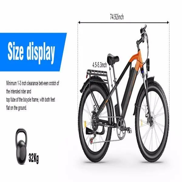 Adult, X-ARK Electric Bike 1000W Motor Fat Tire 26x4 Mountain Bike (Black/Orange) Doba