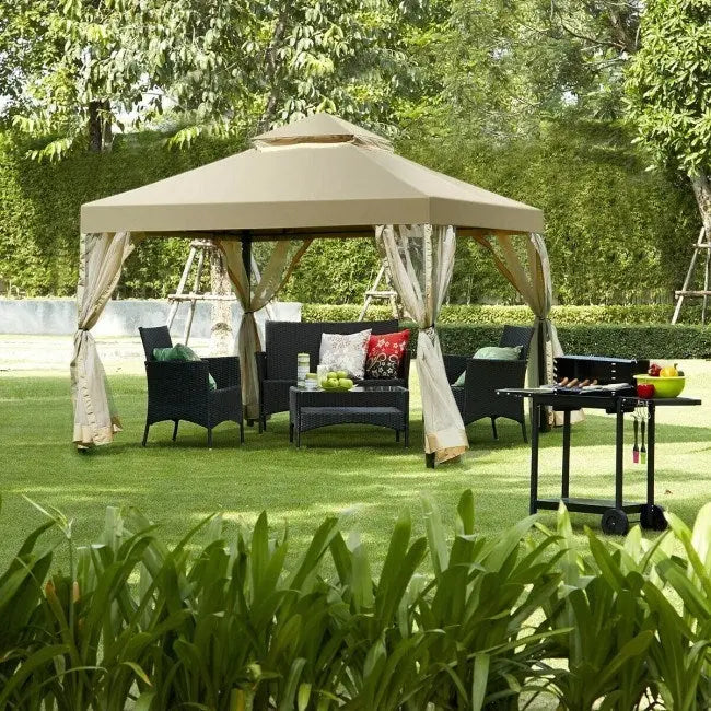 Outdoor 2-Tier 10 Feet x 10 Feet Screw-free Structure Shelter Gazebo Canopy Doba