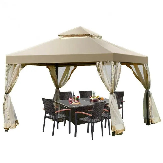 Outdoor 2-Tier 10 Feet x 10 Feet Screw-free Structure Shelter Gazebo Canopy Doba