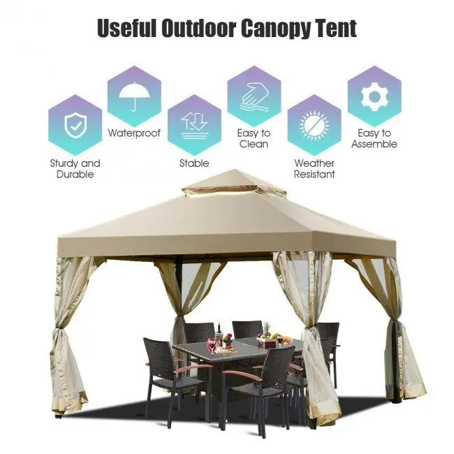 Outdoor 2-Tier 10 Feet x 10 Feet Screw-free Structure Shelter Gazebo Canopy Doba