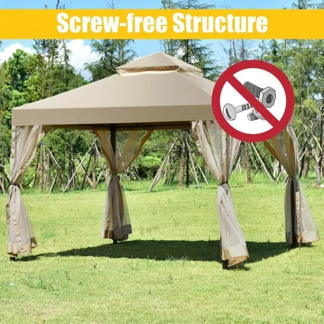 Outdoor 2-Tier 10 Feet x 10 Feet Screw-free Structure Shelter Gazebo Canopy Doba