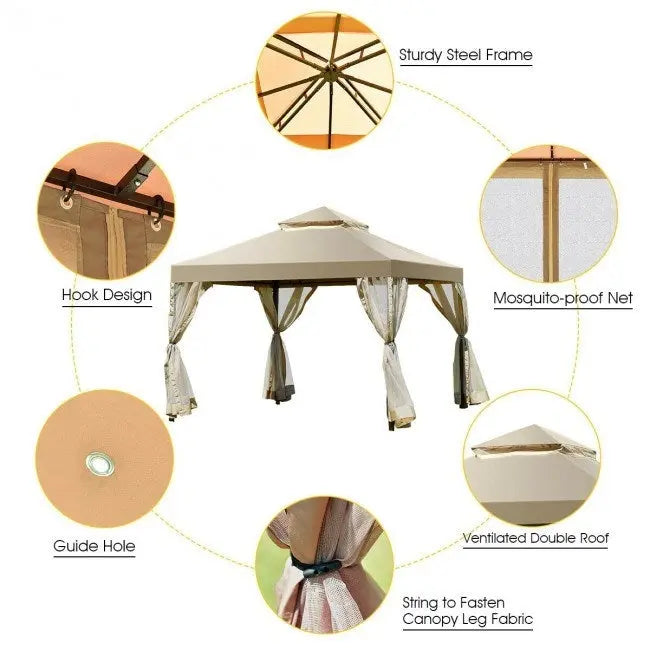 Outdoor 2-Tier 10 Feet x 10 Feet Screw-free Structure Shelter Gazebo Canopy Doba