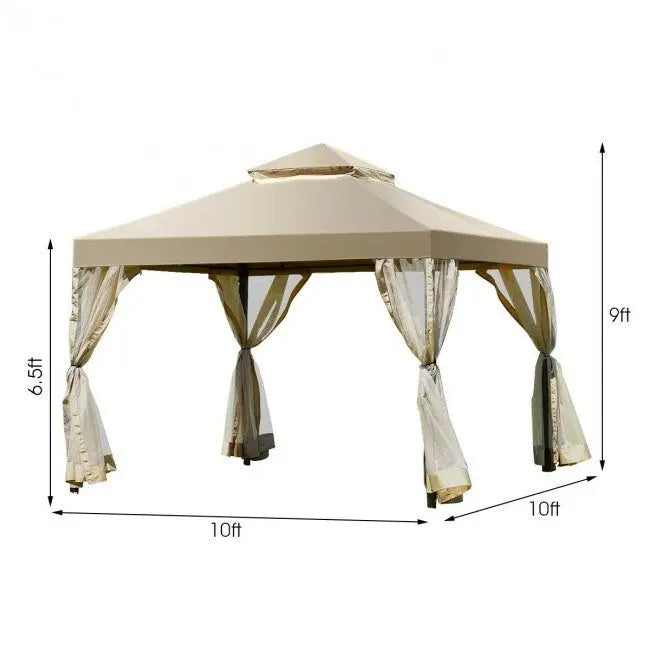 Outdoor 2-Tier 10 Feet x 10 Feet Screw-free Structure Shelter Gazebo Canopy Doba