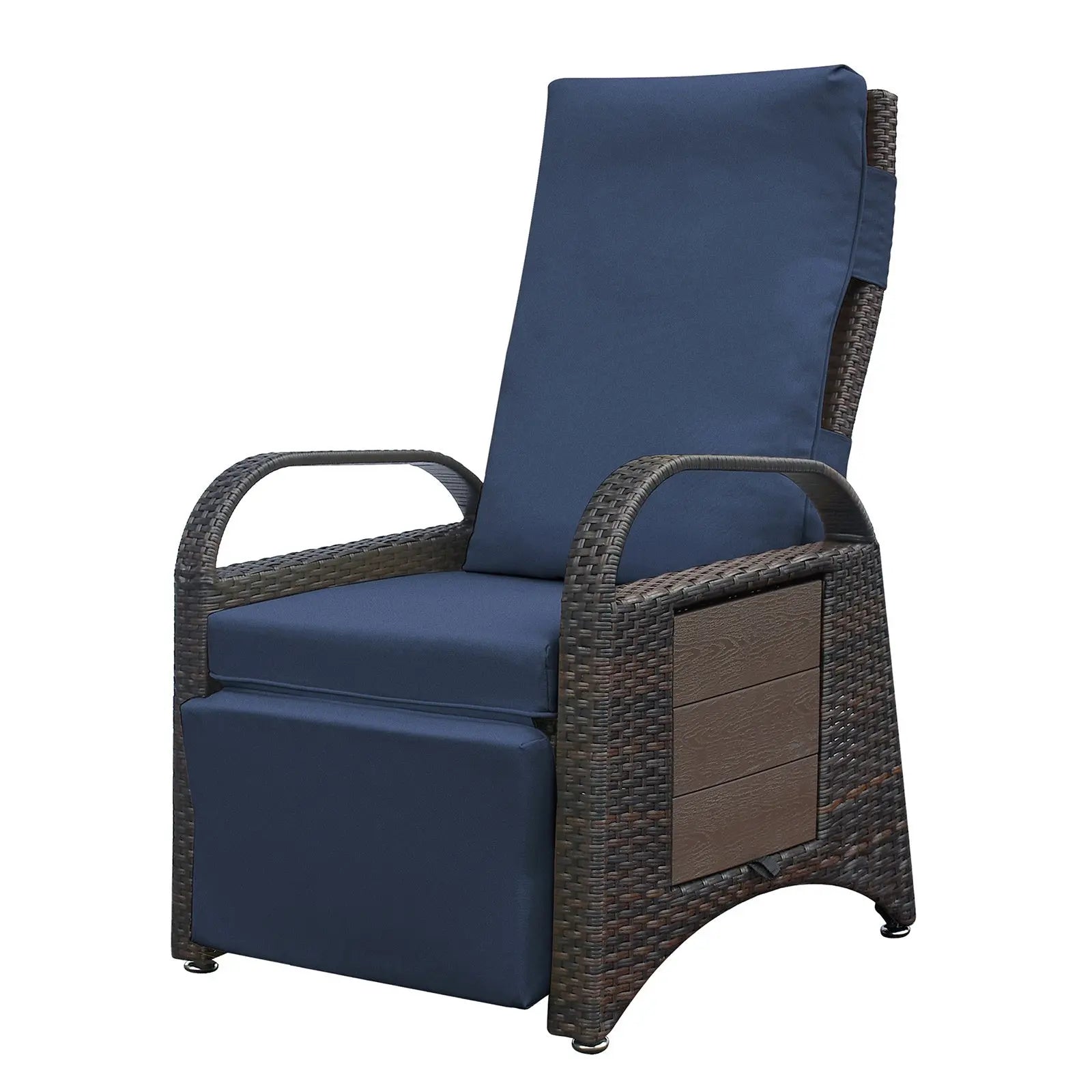 Outdoor Adjustable Wicker Recliner with Flip Table, Recliner with Style Doba