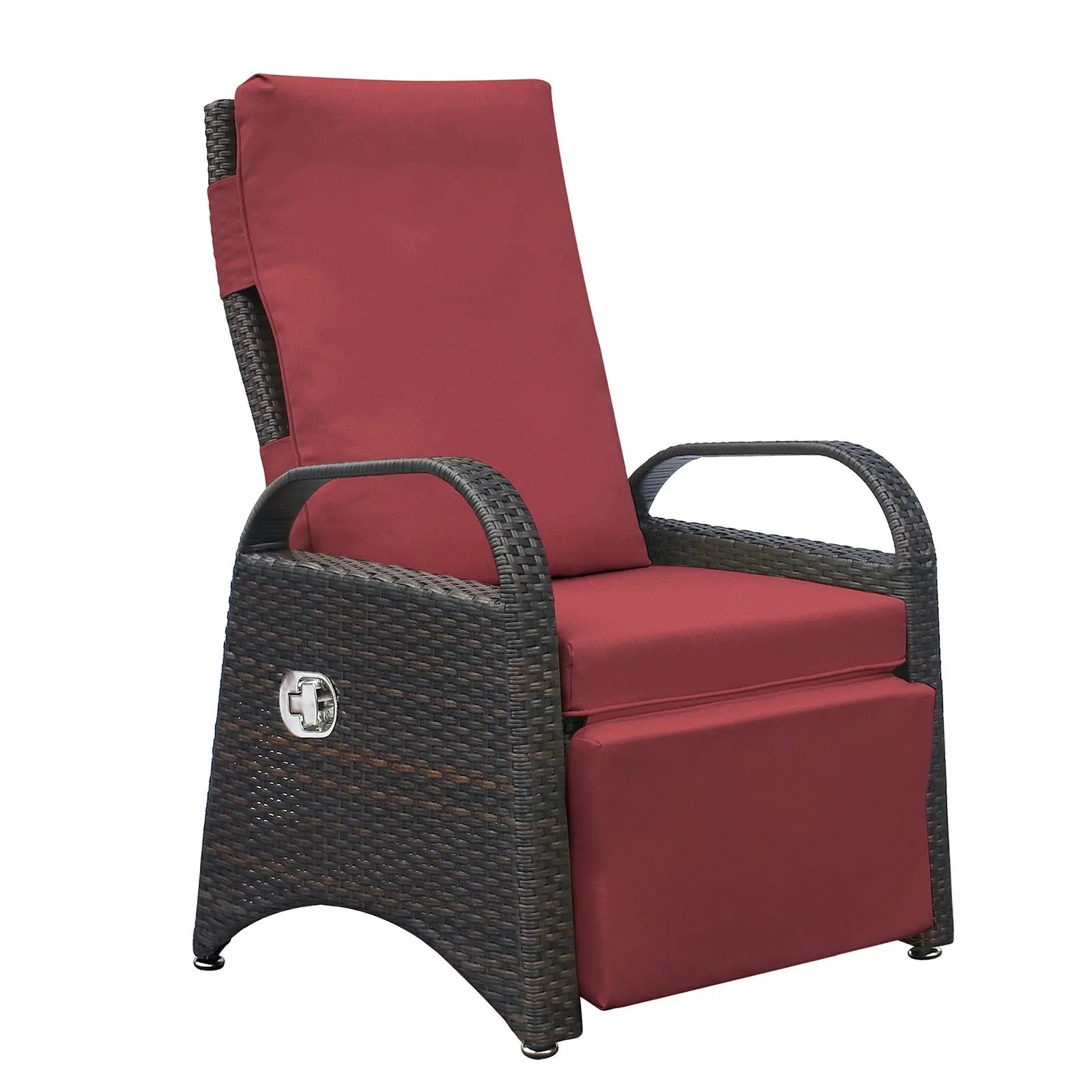 Outdoor Adjustable Wicker Recliner with Flip Table, Recliner with Style Doba