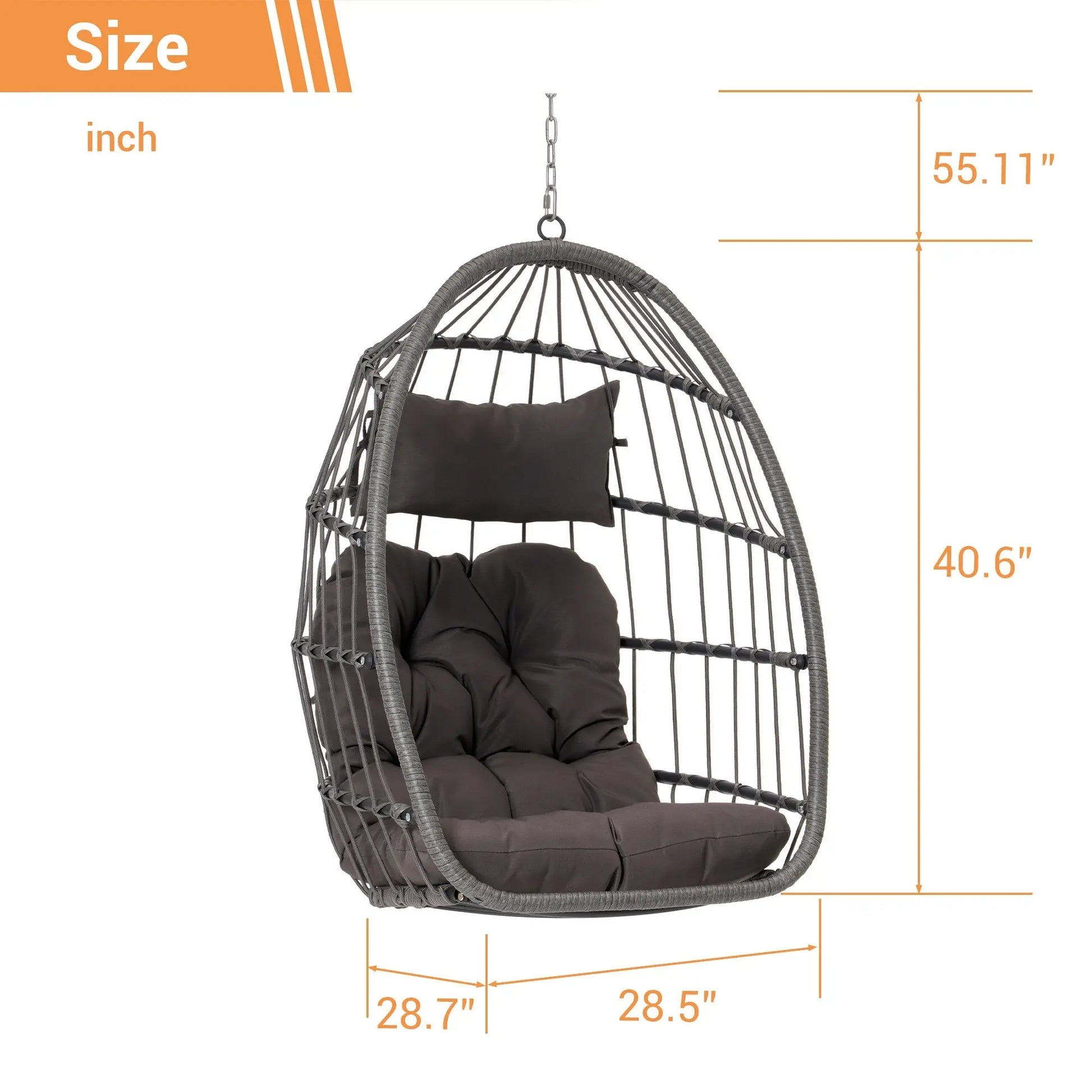 Outdoor Garden Rattan Egg Swing Chair Hanging Chair Doba