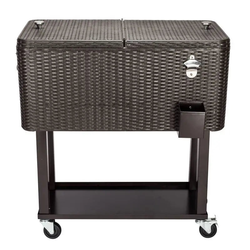 Outdoor Patio Party Rolling Steel Construction 80 Quart Bar Cooler Doba