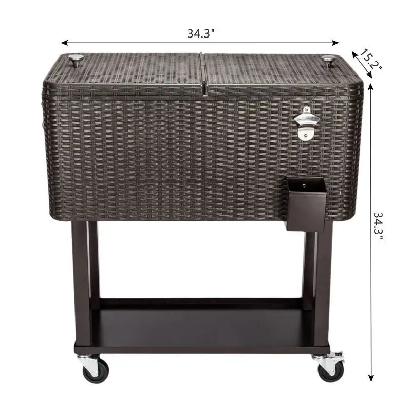 Outdoor Patio Party Rolling Steel Construction 80 Quart Bar Cooler Doba