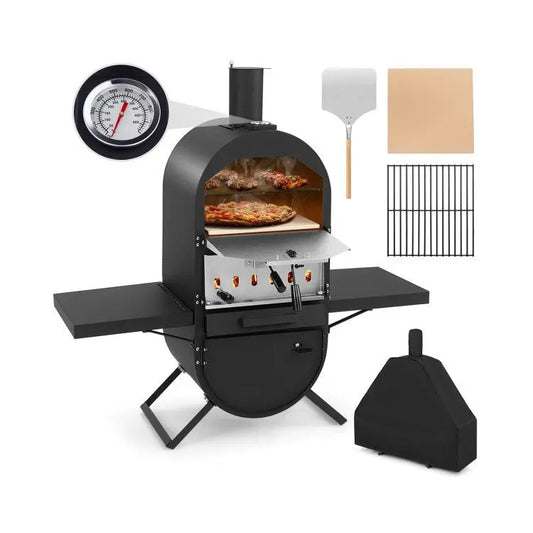 Outdoor Pizza Oven with 600D Oxford Fabric Cover 12 Inch Pizza Stone and Cooking Grill Doba