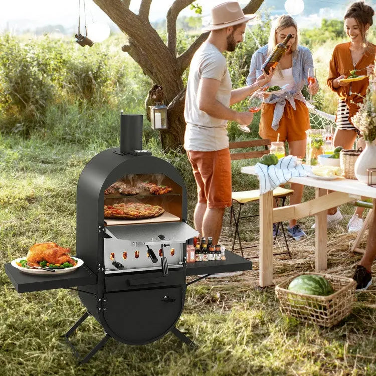 Outdoor Pizza Oven with 600D Oxford Fabric Cover 12 Inch Pizza Stone and Cooking Grill Doba