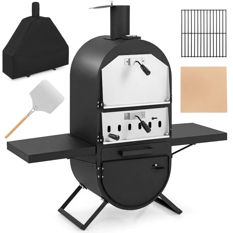 Outdoor Pizza Oven with 600D Oxford Fabric Cover 12 Inch Pizza Stone and Cooking Grill Doba