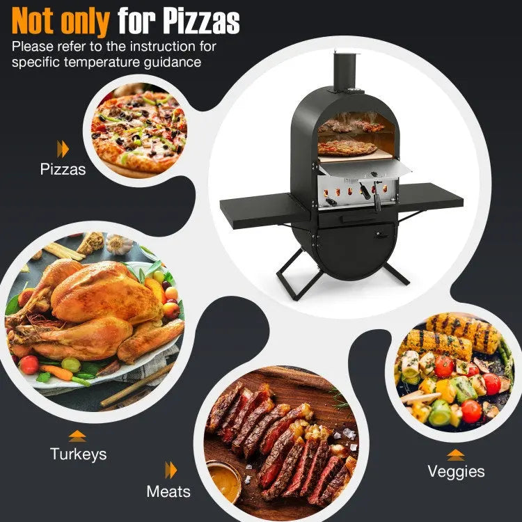 Outdoor Pizza Oven with 600D Oxford Fabric Cover 12 Inch Pizza Stone and Cooking Grill Doba