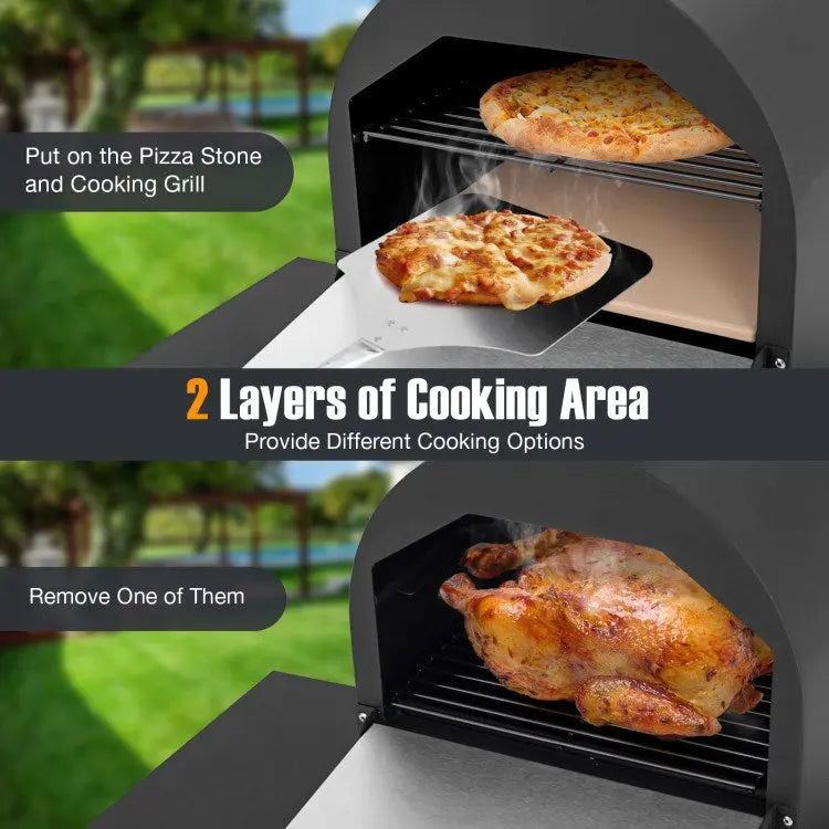 Outdoor Pizza Oven with 600D Oxford Fabric Cover 12 Inch Pizza Stone and Cooking Grill Doba