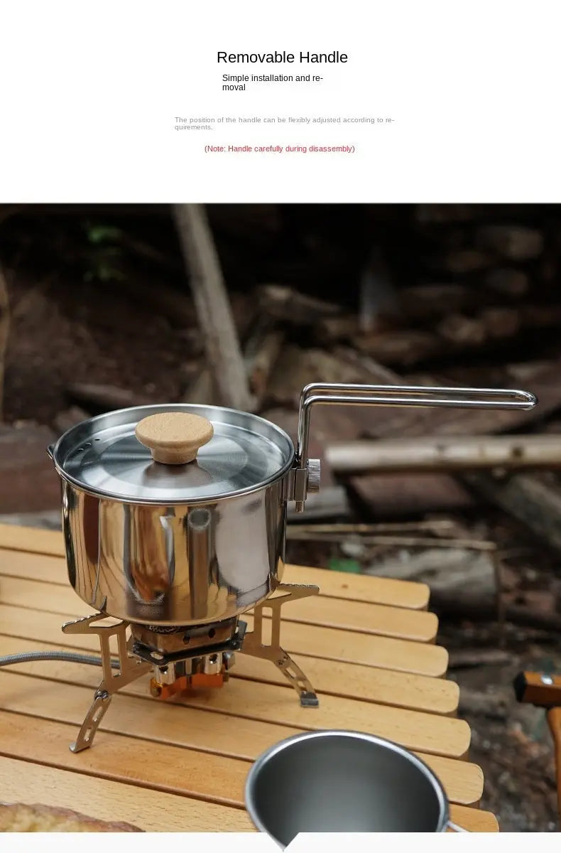 Outdoor multifunctional 304 stainless steel boiling kettle mountaineering portable coffee pot foldable fishing camping pot teapot Doba