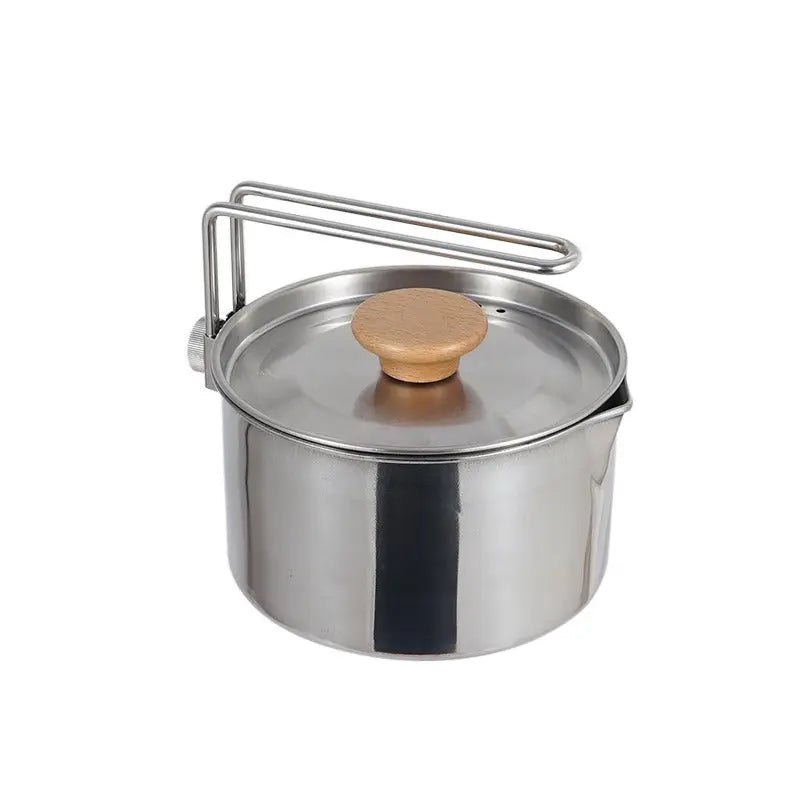 Outdoor multifunctional 304 stainless steel boiling kettle mountaineering portable coffee pot foldable fishing camping pot teapot Doba