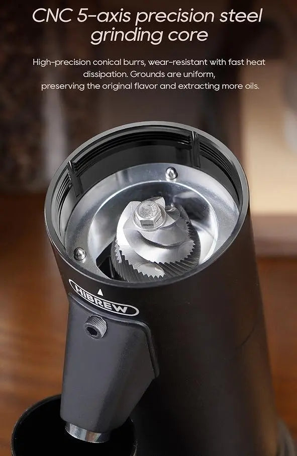 Portable coffee grinder 165W Electric coffee bean grinder 50g compact grinder dump 36 gear adjustable powder injector and antistatic coating, Professional Grade Doba